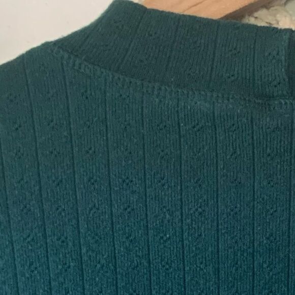 AMERICAN EAGLE Cotton Long Sleeve Mock Neck Cropped Top Forrest Green Size Small - Picture 7 of 9